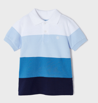 Short Sleeve Color Block Polo | Blue | 3151