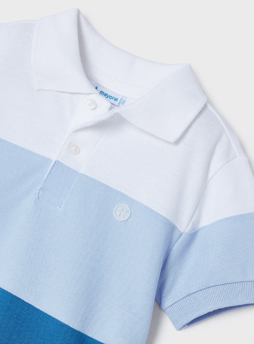 Short Sleeve Color Block Polo | Blue | 3151
