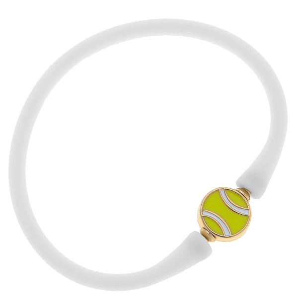 Bali Tennis Ball Silicone Bracelet | White