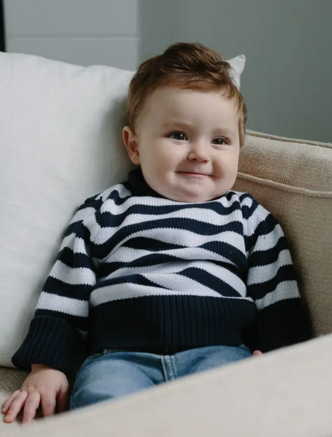 Striped Rollneck Sweater | Navy White