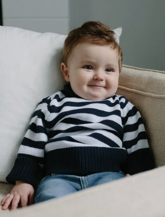 Striped Rollneck Sweater | Navy White