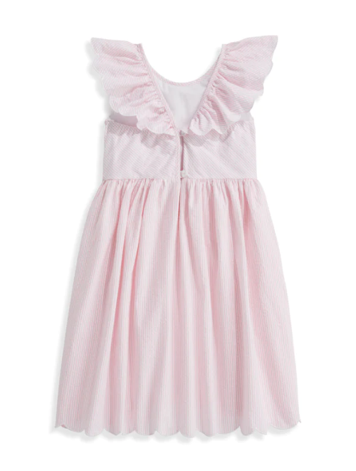 Sloane Scalloped Dress | Pink Seersucker Stripe