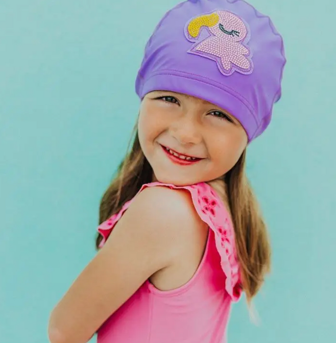 Swim Cap | Purple Flamingo