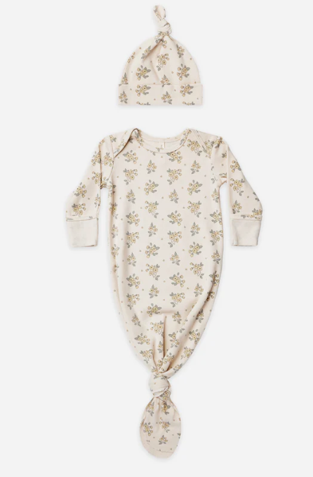 Knotted Baby Gown & Hat Set | Daisy Fields
