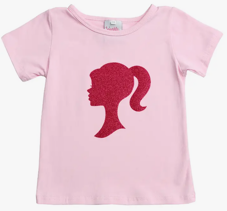 Hot Pink Girl Silhouette T Shirt