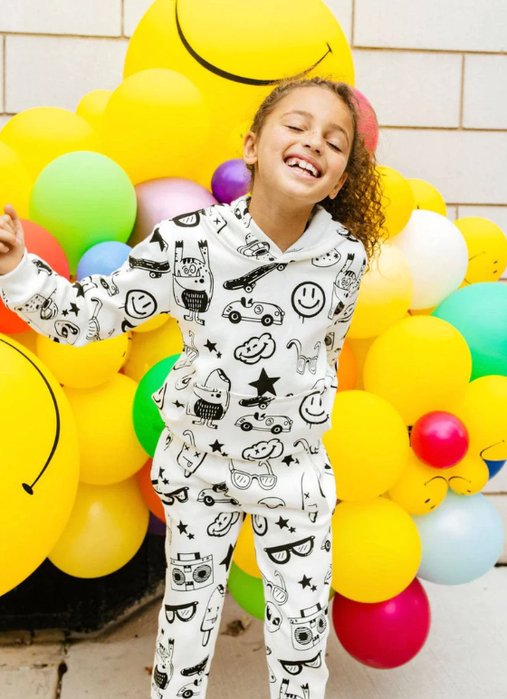 White Graffiti Ice Cream Hoodie Set