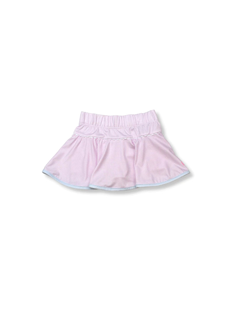 Quinn Skort | Pink Mini Gingham with Blue Mini Gingham and White RicRac