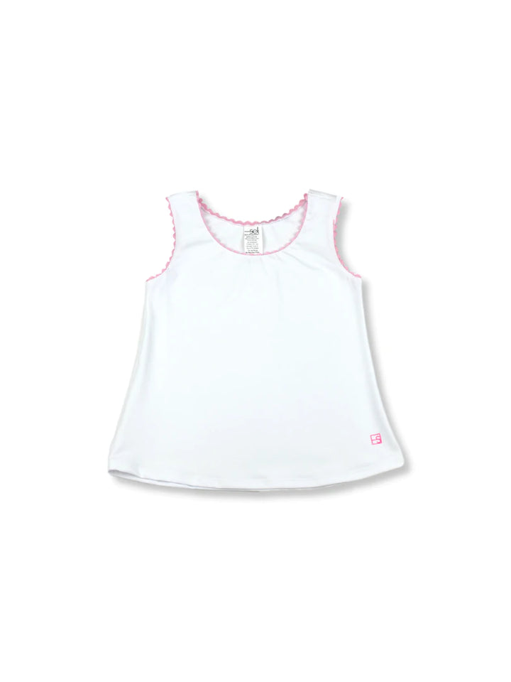 Riley Razor Tank | White with Pink RicRac