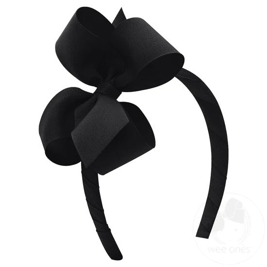 Classic Grosgrain Girls Hair Bow on Headband | Medium