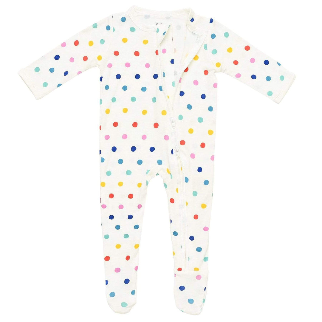 Kyte Zippered Footie | Polka Dots