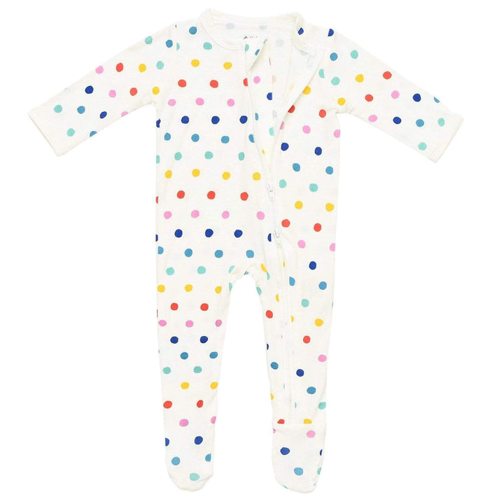 Kyte Zippered Footie | Polka Dots