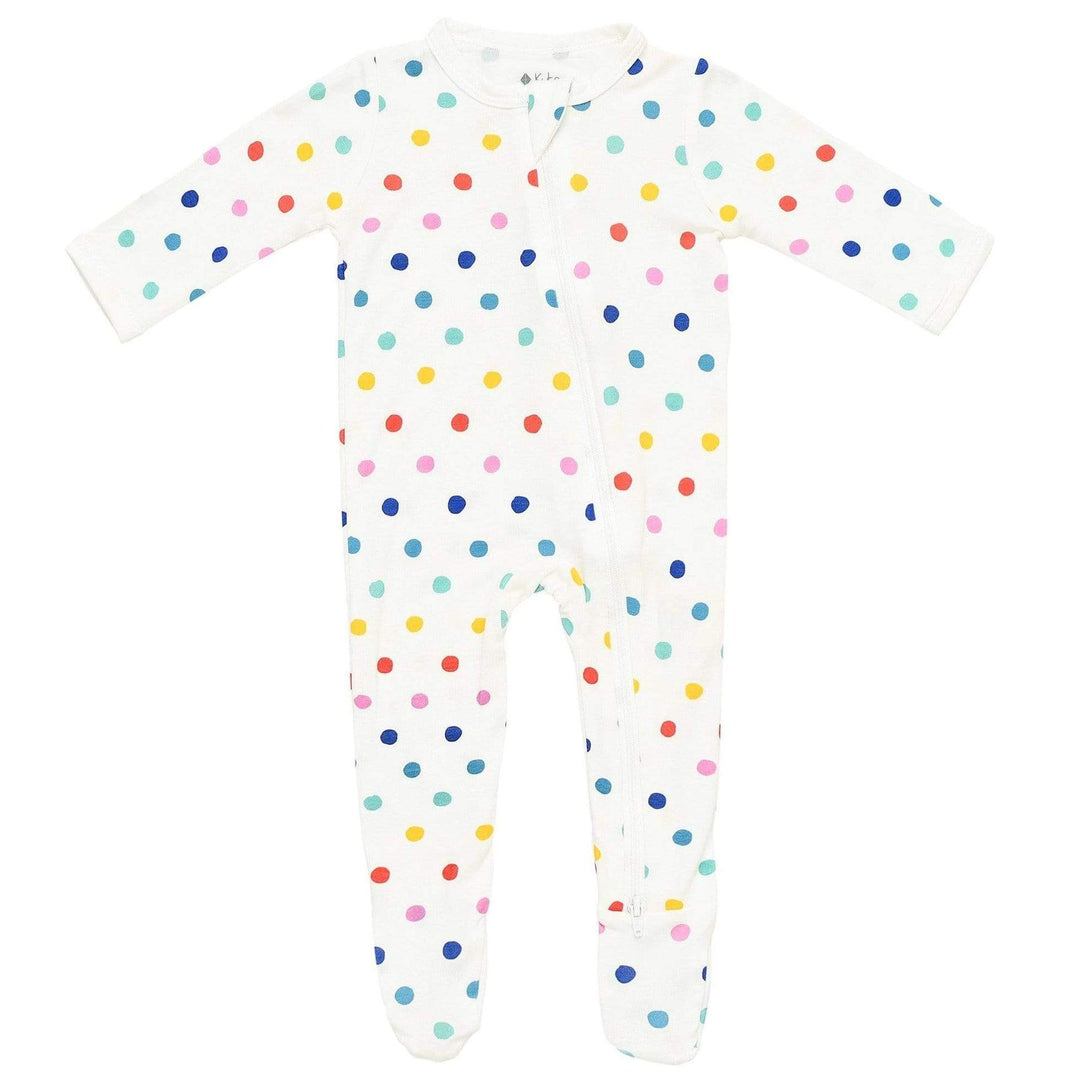 Kyte Zippered Footie | Polka Dots