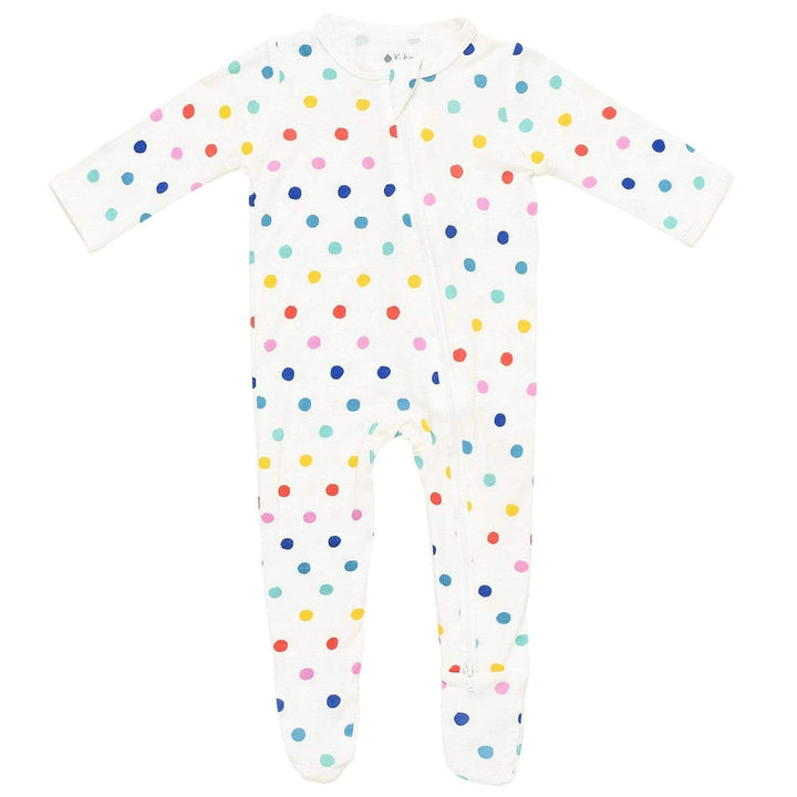 Kyte Zippered Footie | Polka Dots