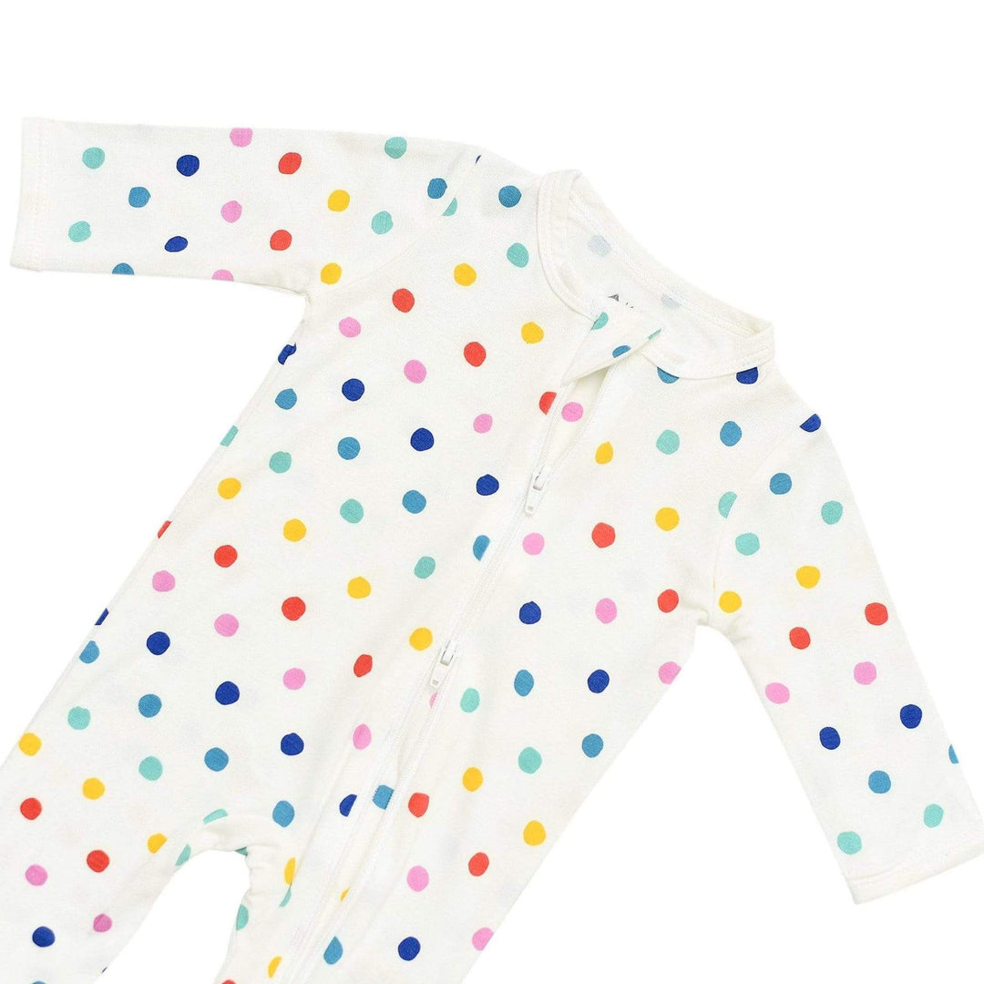 Kyte Zippered Footie | Polka Dots