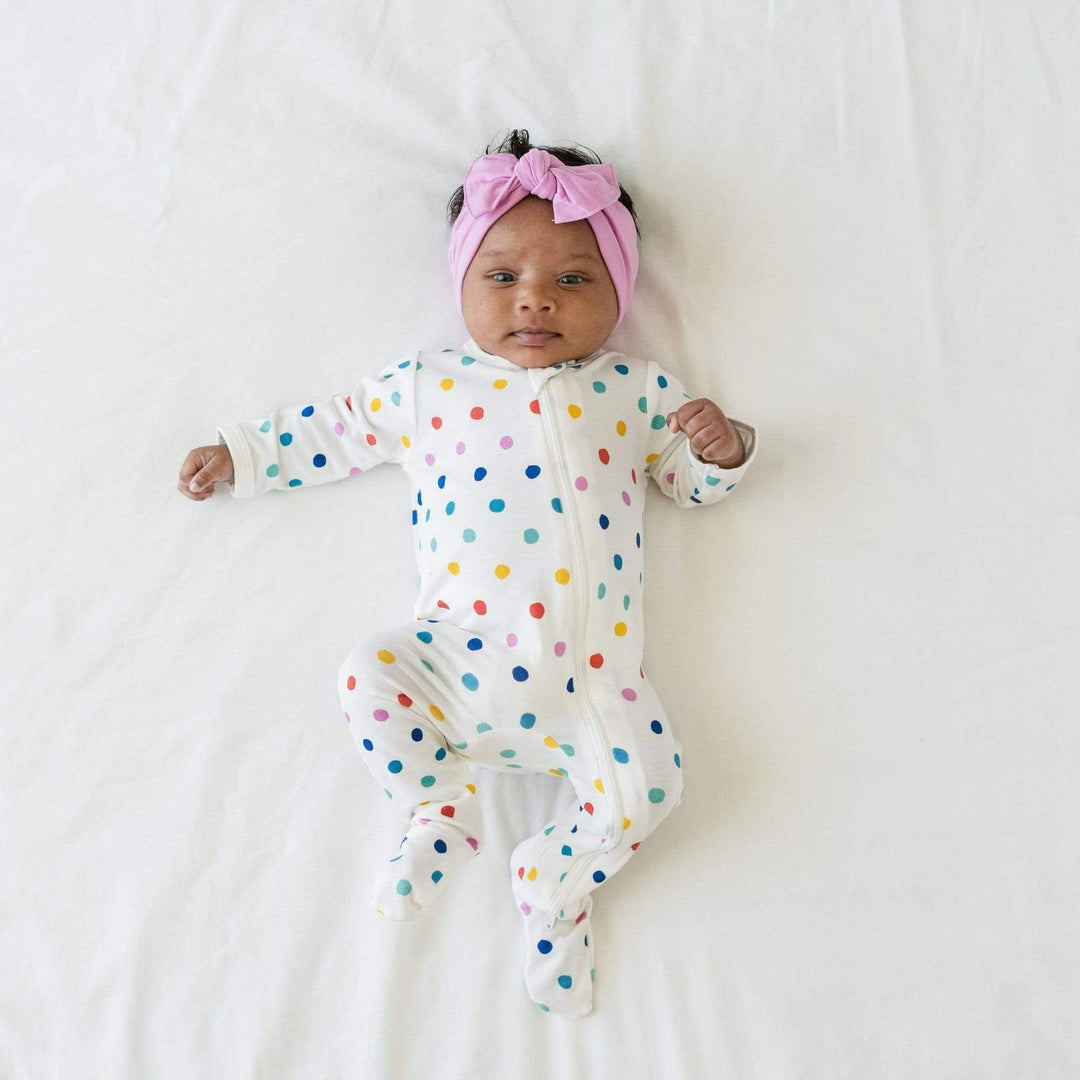 Kyte Zippered Footie | Polka Dots
