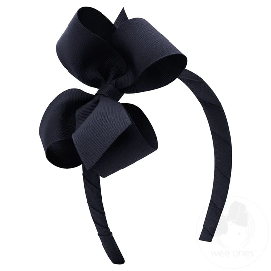 Classic Grosgrain Girls Hair Bow on Headband | Medium