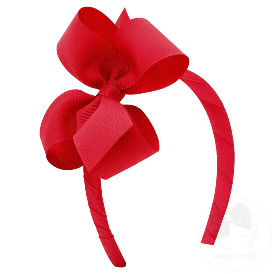 Classic Grosgrain Girls Hair Bow on Headband | Medium
