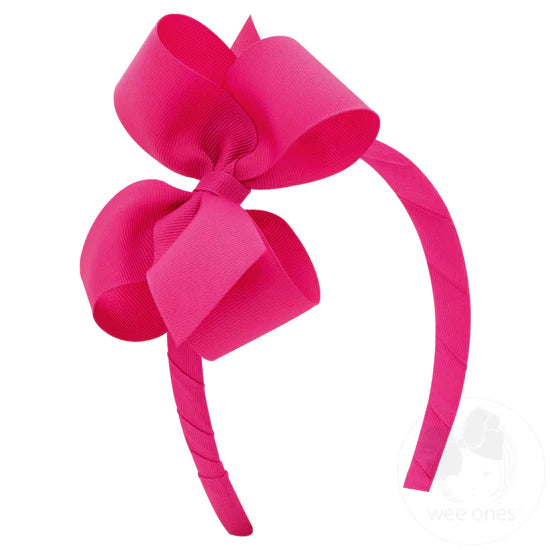 Classic Grosgrain Girls Hair Bow on Headband | Medium